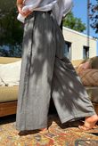 Rustic Nature Linen Blend Pocket Pleat Wide Leg Washed Charcoal